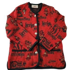 KITZ-PICHLER Vintage 100% Wool Austrian women's Sweater Cardigan Medium